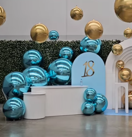 Light Blue Color Inflatable Mirror Ball Reusable Big Bubble Shiny Balloon Balls