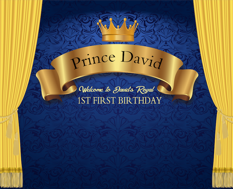 Royal Blue Prince 1st First Birthday Party Decoration Fabric Backdrop