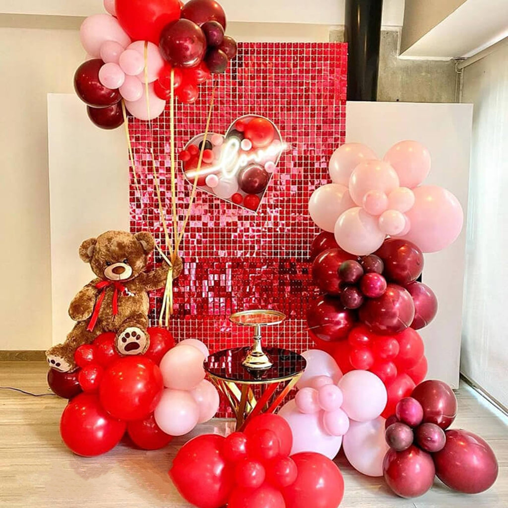 8ft by 8ft Red Sequin Shimmer Backdrop Wall Panels For Birthday Wedding Baby Shower Bridal
