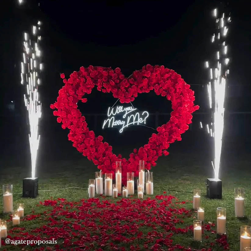 8ft Heart Shaped Red Rose Arch Flower Wall Wedding Decoration Indoor