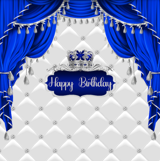 Royal Blue Baby Shower Birthday Party Fabric Backdrop