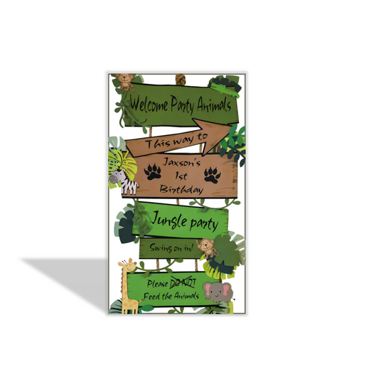 Wild One Jungle Safari Birthday Party Rectangular Backdrop Wall Cloth Cover