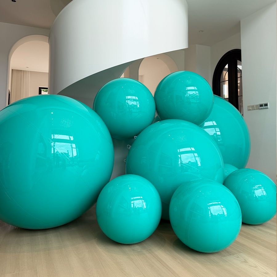 Giant Matte Inflatable Balls Teal Color Reusable Large Party Decor for Events Weddings Backdrops