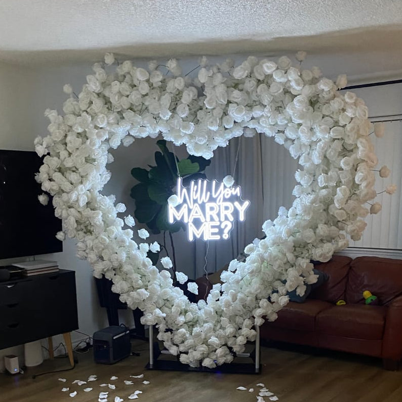 white rose heart flower wall21