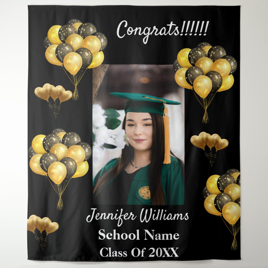 Graduate Birthday Party Decoration Fabric Background Backdrop