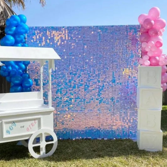 Dream Blue Birthday Party Decoration Shimmer Sequin Backdrop Wall Panel