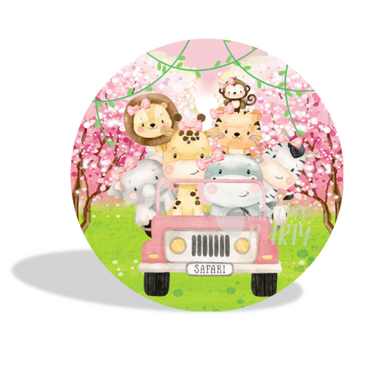 Pink The Wild Party Decoration Round Circle Backdrop Cover Plinth Cylinder Pedestal Cover
