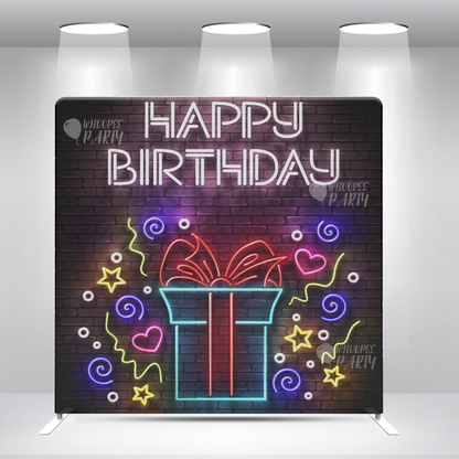 Neon Birthday Gift Photo Background  Happy Birthday Party   Decoration Background Pillowcase Bracket and Cover