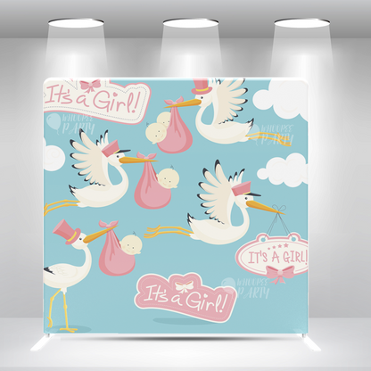 "It's a Girl!"   for baby showers, gender reveals Photo Booth Decoration  Decoration Background Pillowcase Bracket and Cover