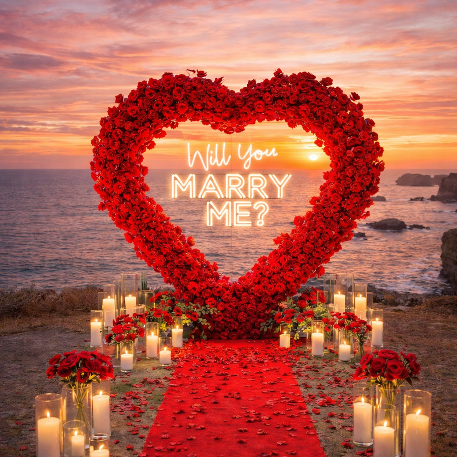 8ft Heart Shaped Red Rose Arch Flower Wall Wedding Decoration Indoor