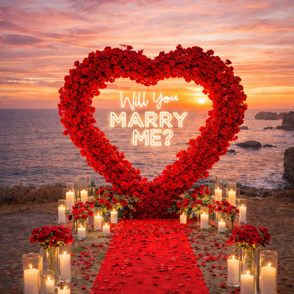 8ft Heart Shaped Red Rose Arch Flower Wall Wedding Decoration Indoor