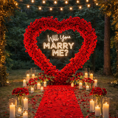 8ft Heart Shaped Red Rose Arch Flower Wall Wedding Decoration Indoor