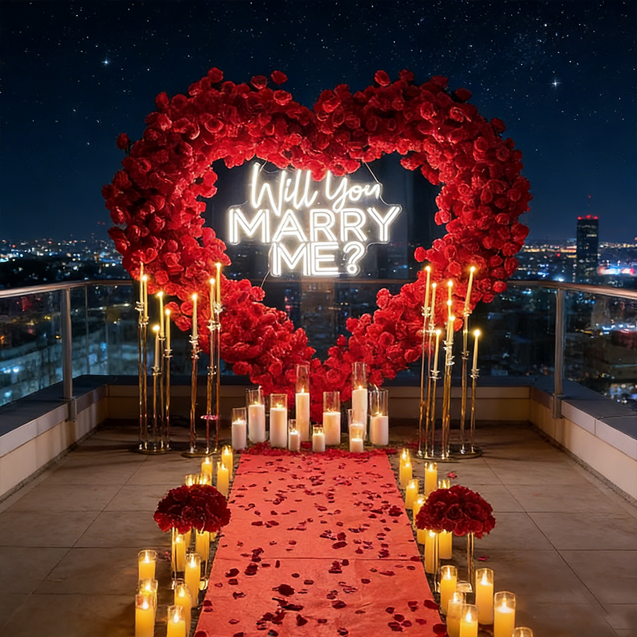 8ft Heart Shaped Red Rose Arch Flower Wall Wedding Decoration Indoor