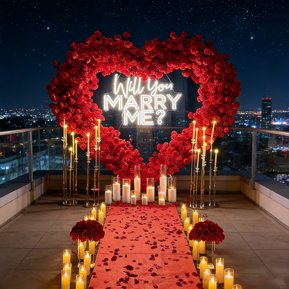 8ft Heart Shaped Red Rose Arch Flower Wall Wedding Decoration Indoor