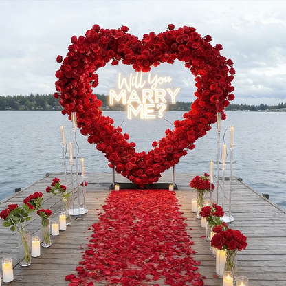 8ft Heart Shaped Red Rose Arch Flower Wall Wedding Decoration Indoor