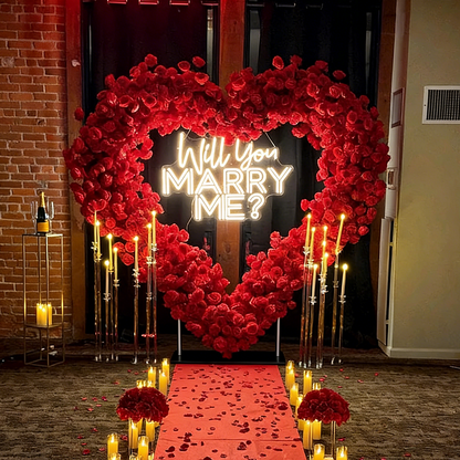 8ft Heart Shaped Red Rose Arch Flower Wall Wedding Decoration Indoor