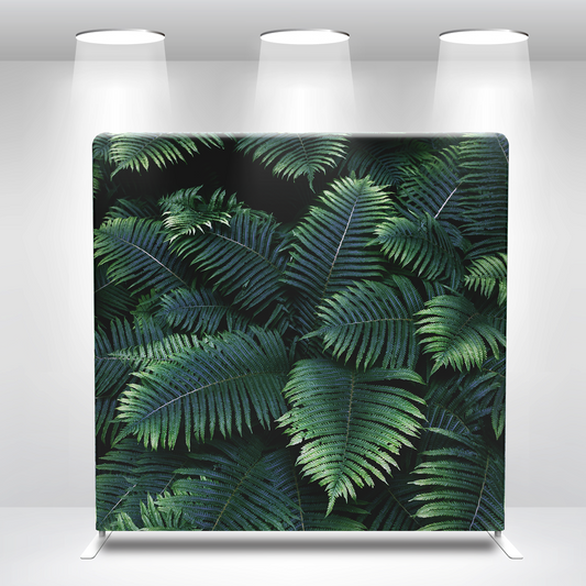 Tropical Fern Green Leaf Pillow Case Photo Booth Straight Backdrop Wall Cloth Cover With Stand For Birthday Wedding Baby Shower Party