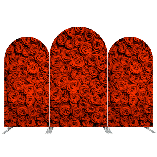 Red Rose Wedding  Party Arch Backdrop Wall Cloth Cover