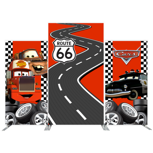 Cars Birthday Party Rectangular Backdrop Wall Cloth Cover