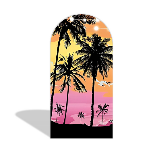 Sandbeach Sunset Palm Party Arch Backdrop Wall Cloth  Cover