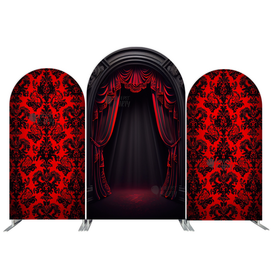 Red Curtain Damask Arch  Birthday Party Arch Backdrop Wall Cloth Cover