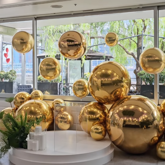 Golden Color Inflatable Mirror Ball Reusable Big Bubble Shiny Balloon Balls