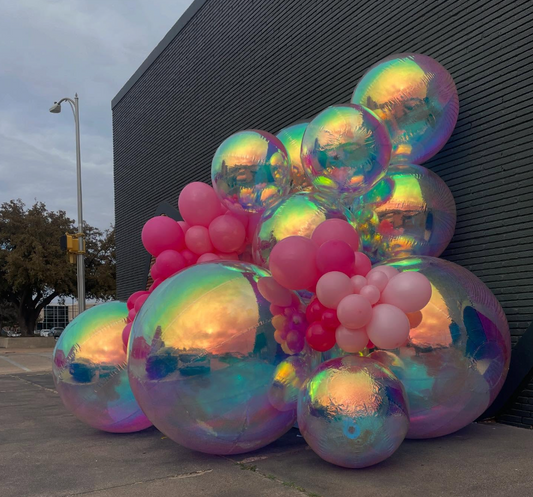 Iridescent Rainbow Color Inflatable Mirror Ball Reusable Big Bubble Shiny Balloon Balls