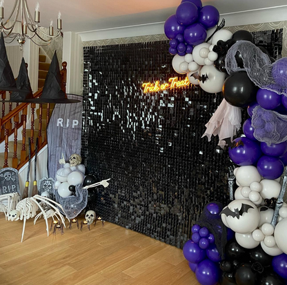 8ft by 8ft Black Sequin Shimmer Backdrop Wall Panels For Birthday Wedding Baby Shower Bridal