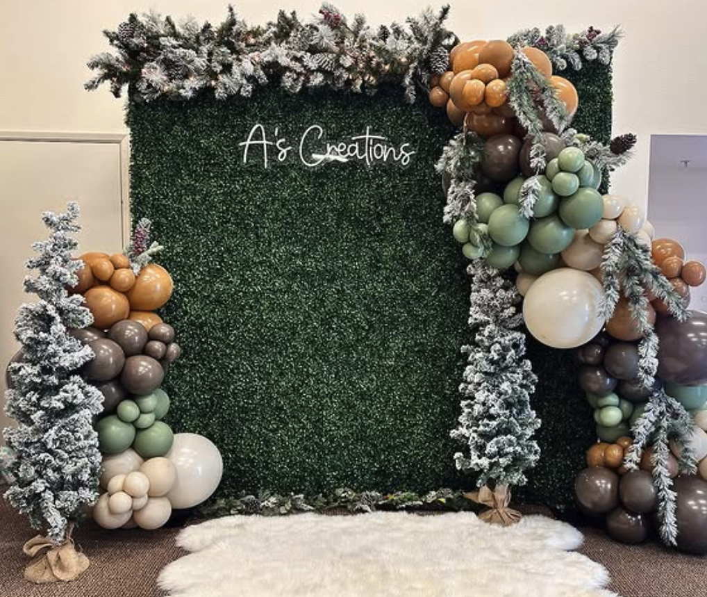 8x8ft Green Artificial Hedge Wall Backdrop for Wedding, Baby Shower, Jungle Wild Merry Christ Party