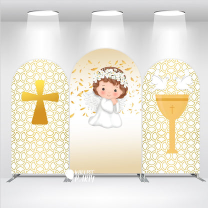 Fondo arqueado con temática de ángel sagrado | Decoración para fiesta de bautizo o primera comunión