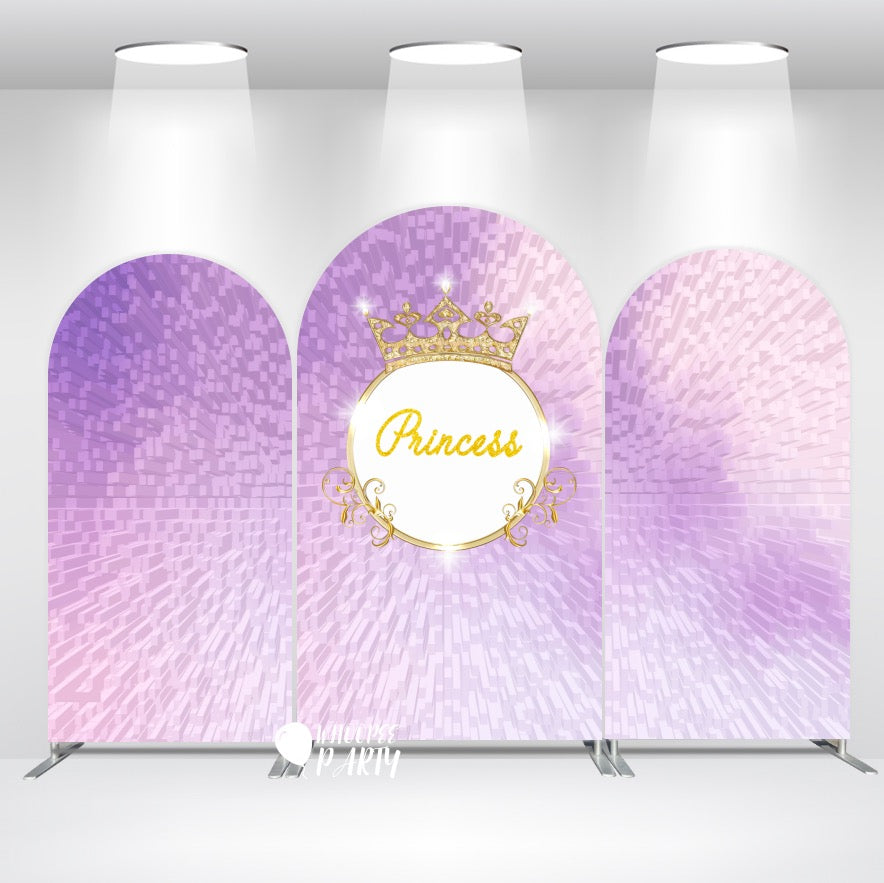 Fondo de pantalla con diseño de corona de princesa con degradado morado para fiesta de cumpleaños