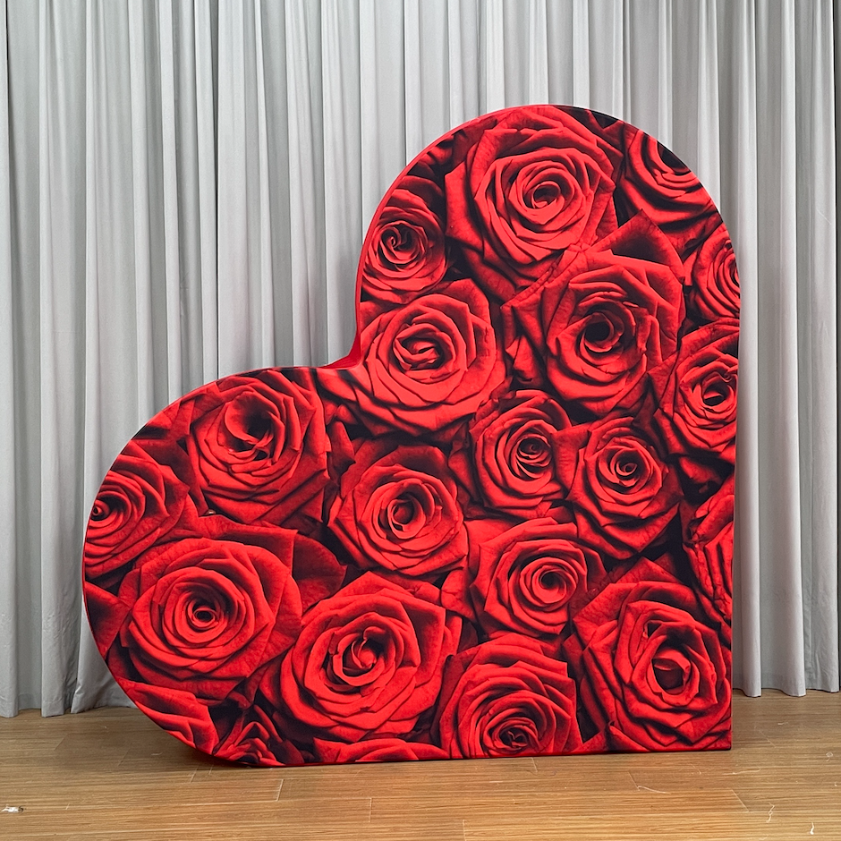 Fondo de corazón 3D de 2,4 x 2,4 m con doble capa y diseño de corazón para decoración de fiestas
