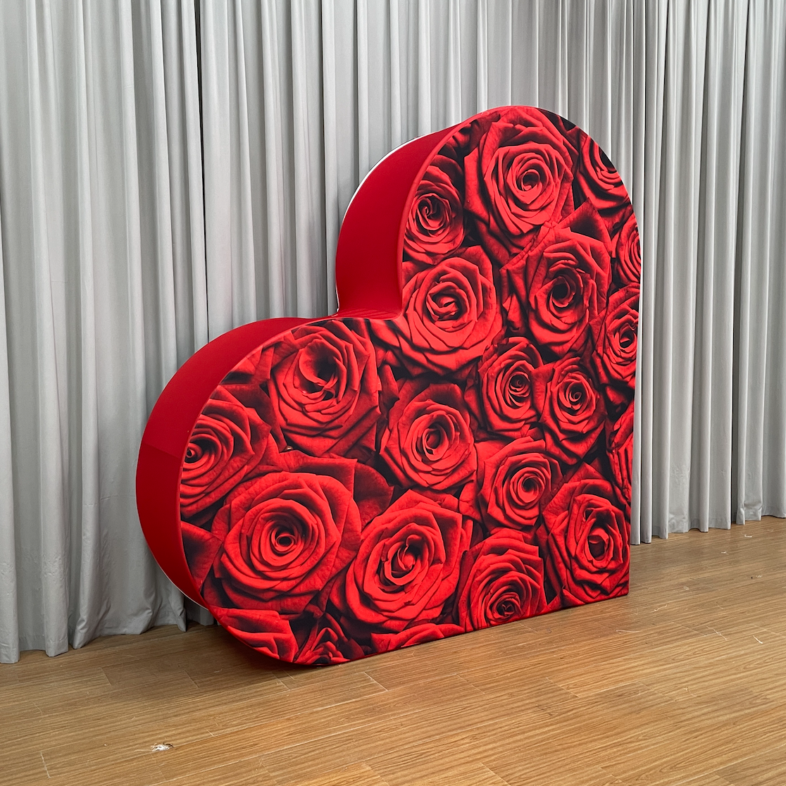 Fondo de corazón 3D de 2,4 x 2,4 m con doble capa y diseño de corazón para decoración de fiestas