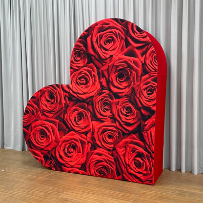 Fondo de corazón 3D de 2,4 x 2,4 m con doble capa y diseño de corazón para decoración de fiestas