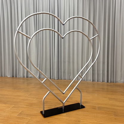 Double Layer Heart Shape Aluminum Arch Photo Booth Backdrop Wall Stand