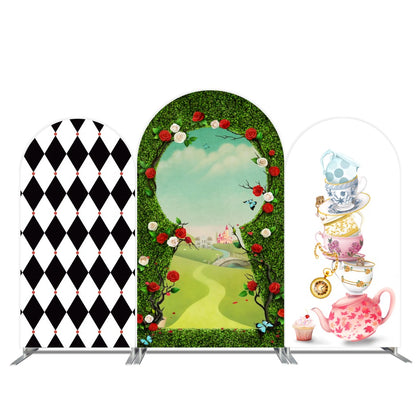 The In Wonderland Fairytale Tea Birthday Party Arch Backdrop Wall Cloth Cover