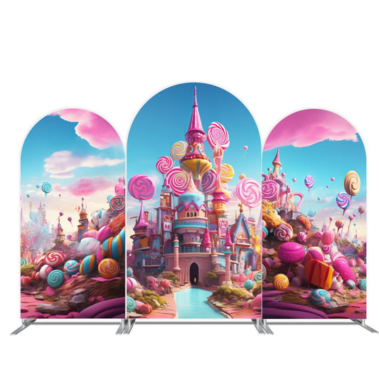 Arco de fondo para fiesta de cumpleaños con temática de donuts dulces y dulces, cubierta de tela para pared