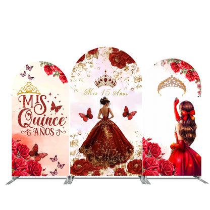 Cubierta de tela para pared con fondo de arco para fiesta de cumpleaños de 16 años