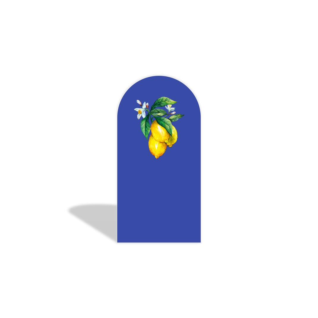 Blue and Lemon Moroccan Mediterranean Happy Birthday Baby Shower Bridal Shower Party Arches Background Wallpaper Cover