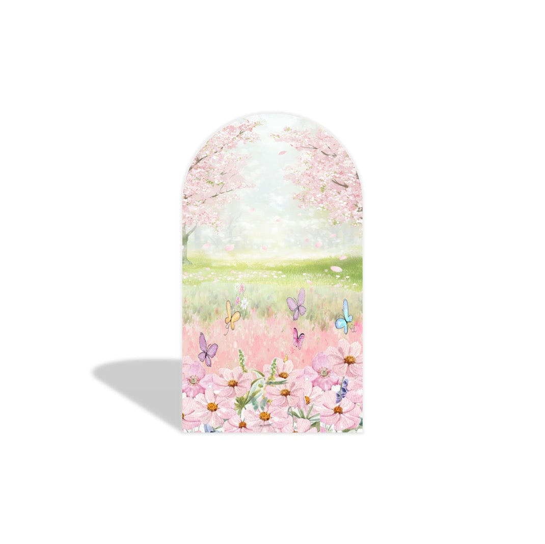 Pink Butterfly Arch Backdrop Cover with Stand | Floral Garden Party Background for Birthday, Baby Shower & Photo Booth