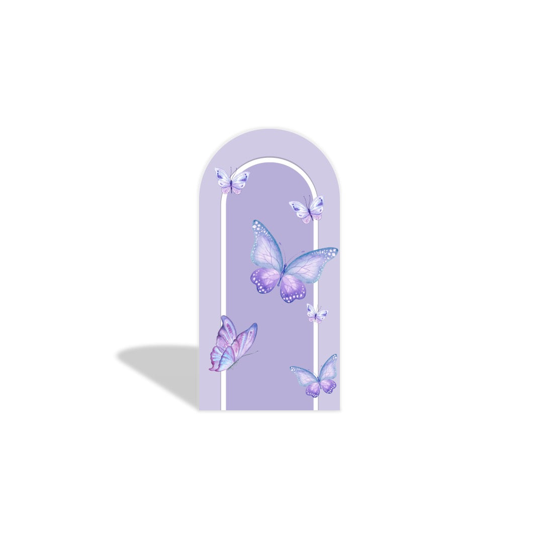 Butterfly Baby Shower Arch Backdrop Cover with Stand | Pink & Purple “A Little Butterfly Is On The Way” Party Background