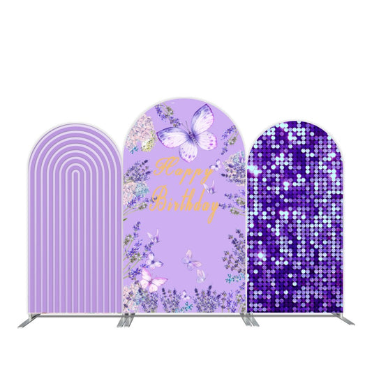 Arco de mariposas para baby shower con soporte | Fondo rosa y morado para fiesta "Una pequeña mariposa está en camino"