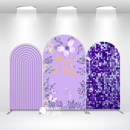 Arco de mariposas para baby shower con soporte | Fondo rosa y morado para fiesta "Una pequeña mariposa está en camino"