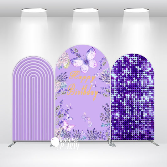 Arco de mariposas para baby shower con soporte | Fondo rosa y morado para fiesta "Una pequeña mariposa está en camino"