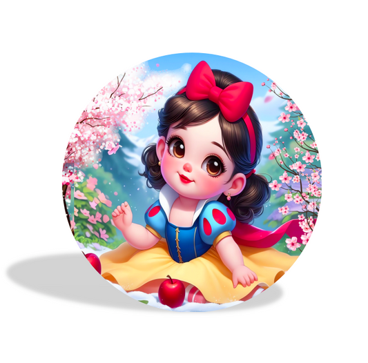 Baby Snow White  birthday party decoration round circle backdrop cover plinth cylinder pedestal cover