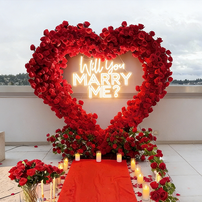 8ft Heart Shaped Red Rose Arch Flower Wall Wedding Decoration Indoor