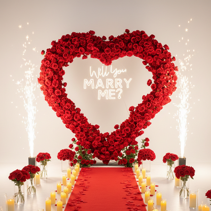 8ft Heart Shaped Red Rose Arch Flower Wall Wedding Decoration Indoor