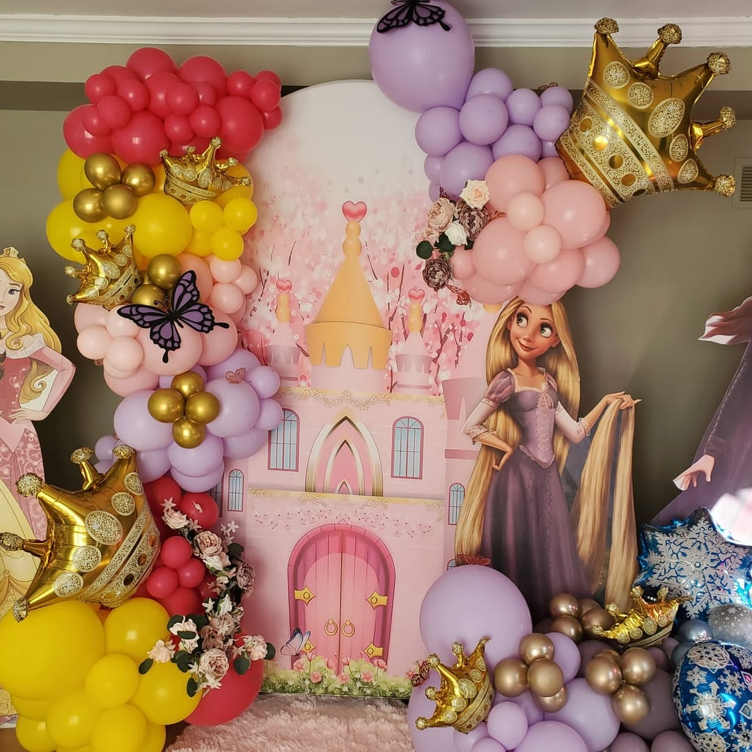 Princess Castle Happy Birthday Party Background Arch Backdrop Wall Cloth Cover