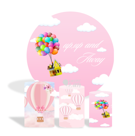 Up Up And Away Party Decoration Round Circle Backdrop Cover Plinth Cylinder Pedestal Cover