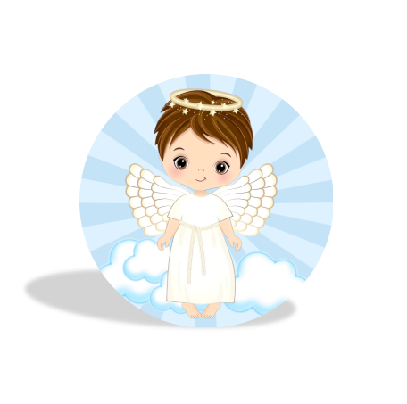 God Bless Cross Blue Boy Baptism party decoration round circle backdrop cover plinth cylinder pedestal cover